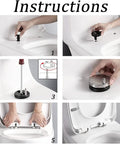 Instructions for installing Premium White Elongated Square Front Soft Close Toilet Seat with quick release hinges.