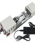 High Precision Mini Wood Lathe Machine For DIY Enthusiasts, stainless steel body with motor and power adapter, perfect for crafting.