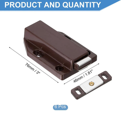 Six Pack Magnetic Push Latches For Cabinet Doors Push To Open Hidden Door Release Drawer Pull Brown Plastic