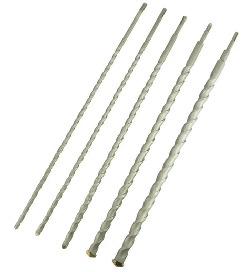 Erie Tools 5-piece 24in SDS masonry drill bits set, carbide-tipped, gray metal, front view