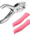 Three Piece Metal Handheld Hole Punch Set With Plastic Handle Includes Different Hole Diameters For Diy Crafts And Tag Making Great For School Supplies Pink Purple Blue Vivid Style