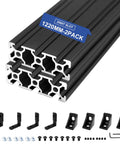 Two Pack 2060 T Slot Aluminum Extrusion 1220 Millimeter Black Extruded Aluminum Profile 20x60 T Slotted Framing European Standard Anodized Linear Rail For 3D Printer Accessories