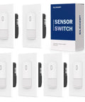 Motion Sensor Light Switch With No Neutral Wire, PIR Infrared Occupancy Sensor, Single Pole Wall Switch For CFL LED Incandescent Bulbs, UL Listed Matte White, Includes Wall Plate, 6 Pack