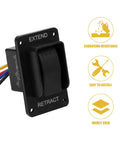 RV Electric Stabilizer Jack Switch With Harness Replacement for Rear Landing Gear, black switch with extend and retract options