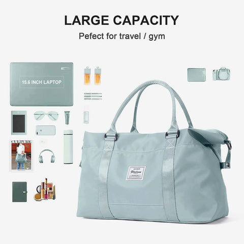 Large Duffle Bag For Women With Six Interior Pockets And Two Exterior Compartments Water Resistant Weekender Carry On