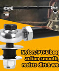Heavy Duty Transfer Case Shift Linkage For 2003 Dodge Ram 2500 NV271 47RE Transmission, 6061T6 Aluminum With Nylon PTFE Bushings For Smooth Quiet Shifting And Long Lasting Performance installed on transfer case