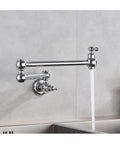 ZBSAVFM Foldable Wall Mount Kitchen Faucet Brass Construction 720° Rotating Extendable Design Easy Installation Over Stove Perfect for Sink Use with chrome finish.