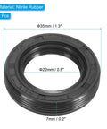 Front view of oil seal, black nitrile rubber, 22mm bore, 35mm outer diameter, 7mm thick, 2 pcs.