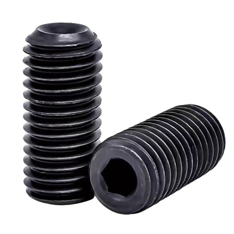 Built Tough M12 12mm Grub Screws Cup Point Set Bolt Pack Of 30 Internal Hex Drive showing black coated carbon steel design.
