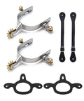 Two Pack Cowboy Boot Spurs With Rotatable Gear Plus Belt Straps And Tie Down Straps Stainless Steel Western Spurs For Men And Women
