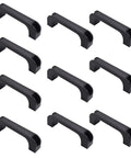 Black Plastic Pull Handles for Cabinets and Cupboards, 5.43 Inches Long, 10-Pack Set
