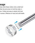 Diagram showing installation of Two Pack Double Split Clamp On Shaft Collar For 3/8 Inch Shaft, 7/8 Inch Outer Diameter, 11/32 Inch Thick Aluminum