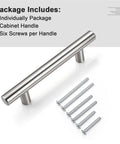 Six Pack Three Inch Hole Center Brushed Nickel T Bar Cabinet Pulls Stainless Steel Kitchen Cabinet Handles with screws