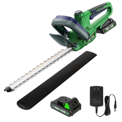 Cordless Hedge Trimmer With Battery And Charger For Quick Yard Work 20V Power Tool 22 Inch Dual Action Blade on white background.
