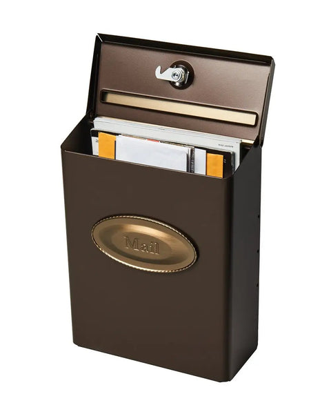 Locking Wall Mount Mailbox In Galvanized Steel Venetian Bronze Medium Capacity With Concealed Cam Lock And 2 Keys Easy Lift Lid