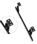 Top Tier Heavy Duty 14 Inch Under Desk Keyboard Tray Rails With Dead Smooth Ball Bearing Slide And Fully Adjustable Height For A Real Deal Ergonomic Office Setup Black close-up view of black metal track and mounting brackets.