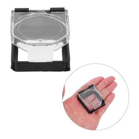 2 Pack Spring Loaded Push Button Cover With Adhesive Backing Dustproof Power Switch Protector For Car Ignition Industrial Control Panels And Home Appliances Durable Button Guard That Keeps Dirt Out And Extends Lifespan Like A Champ., transparent spring-loaded adhesive button cover shown closed and in hand