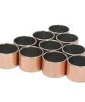 Top Shelf Heavy Duty Self Lubricating Composite Oilless Bushings With Solid Copper Sleeve Bearings In 8 9 10 12Mm Bore Sizes 10 Pack arranged in a group.