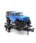 Heavy Duty 1 24 Scale Metal Trailer Cargo Carrier Diy Rc Car Upgrade Parts Badass Rugged Off Road Hauling Accessory with blue jeep.