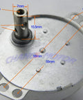 Brushless DC Gear Motor JS-50 12V 30RPM CW CCW Slow Speed Gearbox, metal housing, dimension details, top view