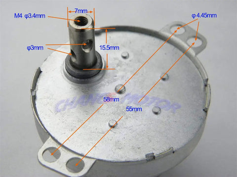 Brushless DC Gear Motor JS-50 12V 30RPM CW CCW Slow Speed Gearbox, metal housing, dimension details, top view