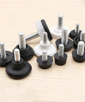 Assorted adjustable furniture feet floor protectors set for tables chairs and cabinets no slip leveling pads with threaded metal caps
