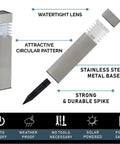 Eight Pack Solar Pathway Lights With Auto On Off Led Outdoor Landscape Lighting weatherproof features and components illustration