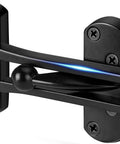 Top Shelf Swing Bar Door Lock Latch Built Tough With Real Aluminum Alloy And Satin Nickel Finish To Kidproof Rooms And Lock Down Tight Easy Install, black finish, durable design.