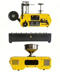 High Speed Coil Winding Machine And Naturally Slick Desktop 3D Printer Filament Extruder for PA CF thermoplastic pellets, top view.