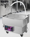 Commercial 18L Stainless Steel Deep Fryer Oil Filter Machine With Powerful 250W Motor visible in a kitchen setting.