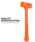 1 Lb Neon Orange Dead Blow Hammer With Unibody Molded Body And Checkered Grip, Spark And Rebound Resistant, Steel Shot Filled Head