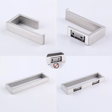 Contemporary Stainless Steel Wall Mounted Two Piece Bathroom Hardware Set With Brushed Finish For Towel Ring And Toilet Paper Holder