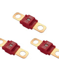 Top Shelf 3 Pack Midi Fuse 50 Amp Bolt On High Current Terminal For Cars Trucks Golf Carts with red housing and gold connectors.