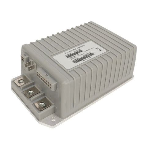 Front view of Hamwesh 48V 250A DC motor controller in gray finned housing with 3 power terminals