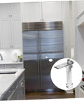 Automatic Fridge Door Closer Hinge Zinc Alloy Self Closing With Precise Positioning for fridge and freezer doors shown with refrigerator.