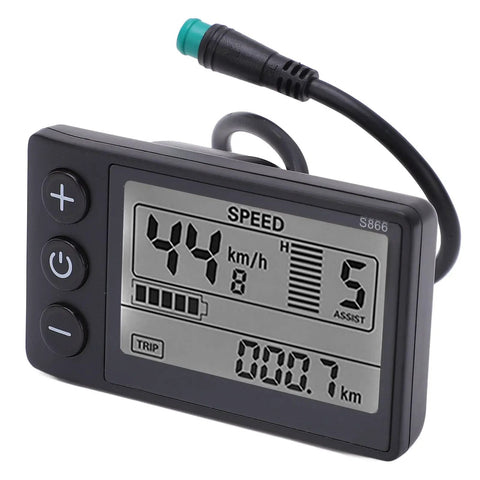Electric Bicycle LCD Display Meter 24V 36V 48V With UART Plug Big Screen Control Panel For E Bike Battery Status Speed Ride Data And Diagnostics Durable ABS Build Easy Plug And Play