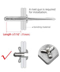 Diagram showing installation of 100 Pieces Aluminum Tri-Fold Blind Rivets Set, 1/8 By 4/5 Inch into material using a rivet gun.