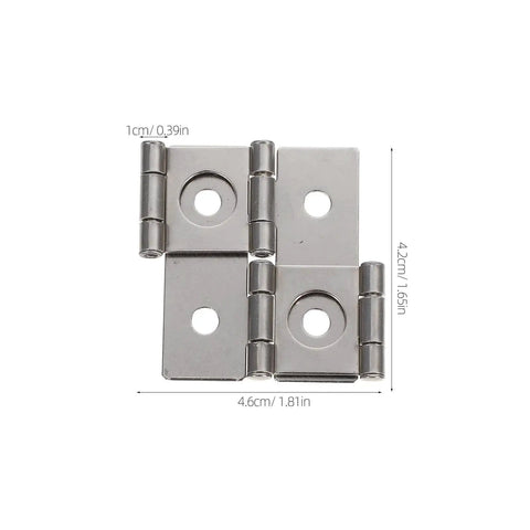 Four Pack Retro Iron Hinges With Dope Vintage Vibe Square Cabinet Hinges shown with measurement details.