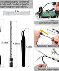 The Badass 138-In-1 Precision Screwdriver Kit With Magnetic Tips And Stripped Screw Extractors, Hacks Stripped Screws Like A Boss, Slick Tech Repair Kit For iPhones MacBooks Laptops PS5 Watches In Compact Case, showing extension rod and antistatic tweezers.