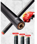 Top Shelf Carbon Fiber Pool Cue Stick With Smooth Maple Shaft Advanced Anti Vibration Build For Dead Straight Breaks end view showcasing tip sizes.