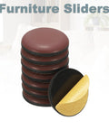 Top Shelf Furniture Sliders For Hardwood Tile And Carpet Floors 24 Piece Reusable Half Inch Round Chair Glides moving pads, brown, stacked.