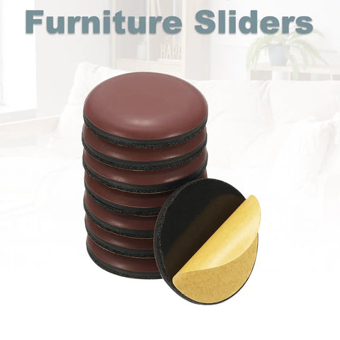 Top Shelf Furniture Sliders For Hardwood Tile And Carpet Floors 24 Piece Reusable Half Inch Round Chair Glides moving pads, brown, stacked.