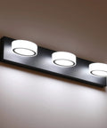 Matte Black Vanity Lights Over Mirror Three Light Modern Bathroom Fixture With Rotatable Oval Lampshades Adjustable 270 Degree