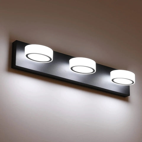 Matte Black Vanity Lights Over Mirror Three Light Modern Bathroom Fixture With Rotatable Oval Lampshades Adjustable 270 Degree