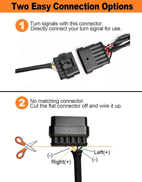 Connector options for UTV Turn Signal Kit With 110dB Horn Plug And Play Prewired Blinker Kit With Lever Column Switch DC 10-48V 10A