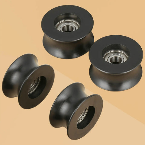 4 Pack Black 8x40x20mm U Groove Pulleys With PA Coated Nylon Bearings And Stainless Steel S608Z Bearings Durable Plastic Roller Wheel Set For Small Belt Drive Systems, black U-groove rollers