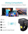 Ring Wearable 1D Barcode Scanner For Hands Free Scanning Bluetooth 2.4G Wireless Or USB Wired Mini Bar Code Reader with device compatibility