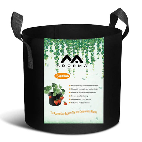 12 Pack 5 Gallon Grow Bags With Handles For Easy Move, Heavy Duty 300G Thickened Nonwoven Plant Pots With Great Drainage