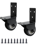2 Pack Black Side Mount Casters With L Plate 2 Inch Fixed Non Swivel Wheels Silent Replacement for Luggage Furniture Doors Gates Includes 10 Mounting Screws Iron Rubber Construction