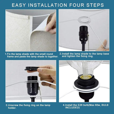 Easy installation guide for Globe Led Floor Lamp With Five Glass Orbs Tall Tree Style Standing Light, detailing four steps.